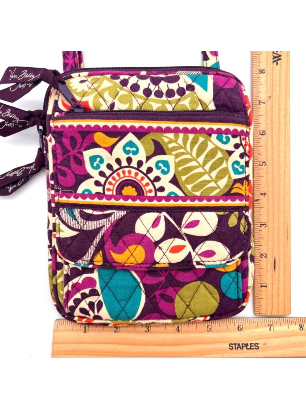 Vera Bradley Crossbody Bag Quilted Cotton Adjustable Strap Multiple Compartments - Picture 2 of 15